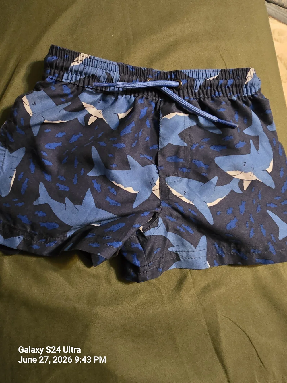 NWOT Carter toddler boys blue shark swim trunks 18 months
